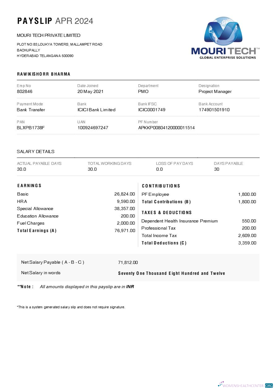 Download MOURI Tech payslip template in Word and PDF formats.pdf, 1 Photoshop template